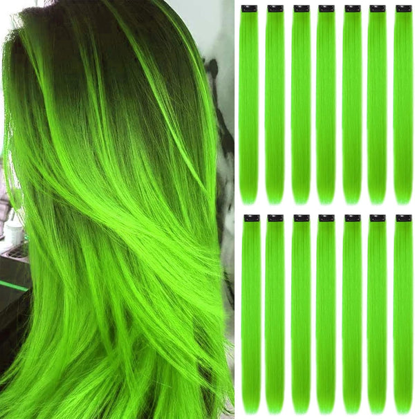 16Pcs Colored Clip in Hair Extensions, 22 Inch Colorful Highlights
