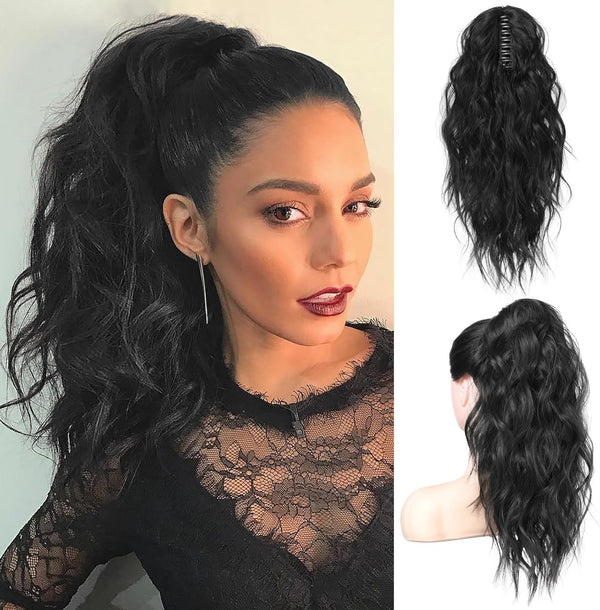 Flufymooz Ponytail Extension, 18 Inch Claw Clip Ponytail Extension