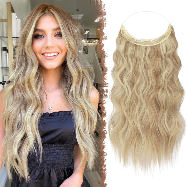 FESHFEN Invisible Wire Hair Extensions with Transparent Wire