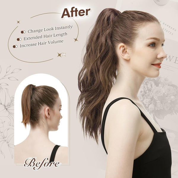 FESHFEN Ponytail Extensions, Long Claw Clip in Ponytail