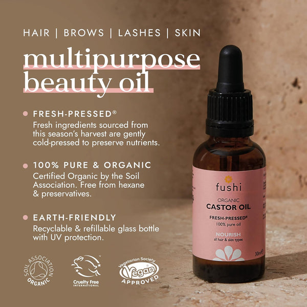 Fushi Organic Castor Oil - 30ml 100% Pure Cold & Fresh-Pressed
