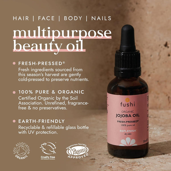Fushi Organic Jojoba Oil 30ml Ideal for Skin Cleansing