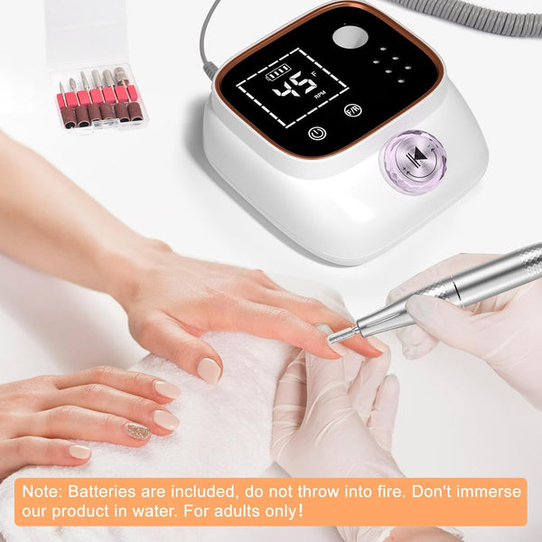 Nail Drill 45,000RPM, 13 in 1 Electric Nail File for Acrylic and Gel Nails