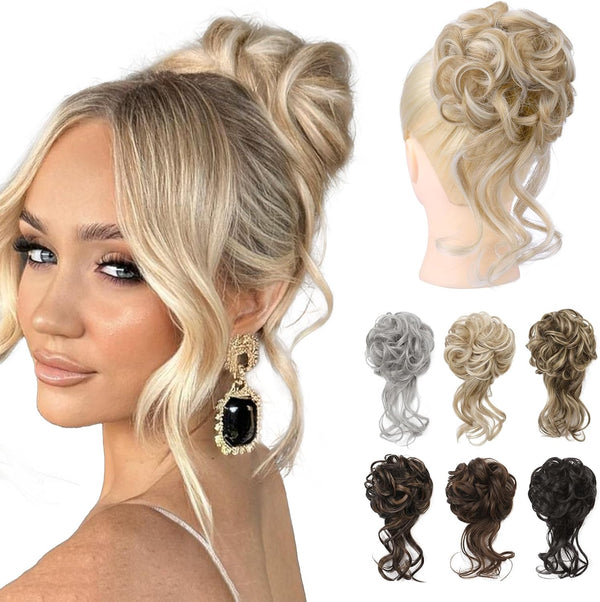 REECHO Messy Bun Hair Piece, Tousled Updo Elastic Hair Bun Hair Piece for Women